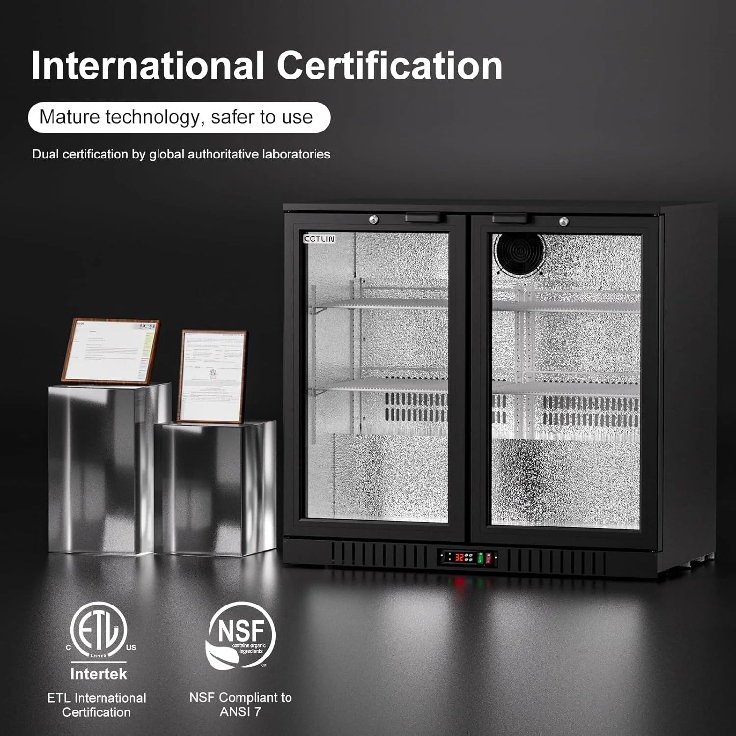 OUTBID 36" Beverage Refrigerator, 7.4 Cu.Ft Commercial Back Bar Cooler, Dual-Pane Glass, ETL & NSF Approved