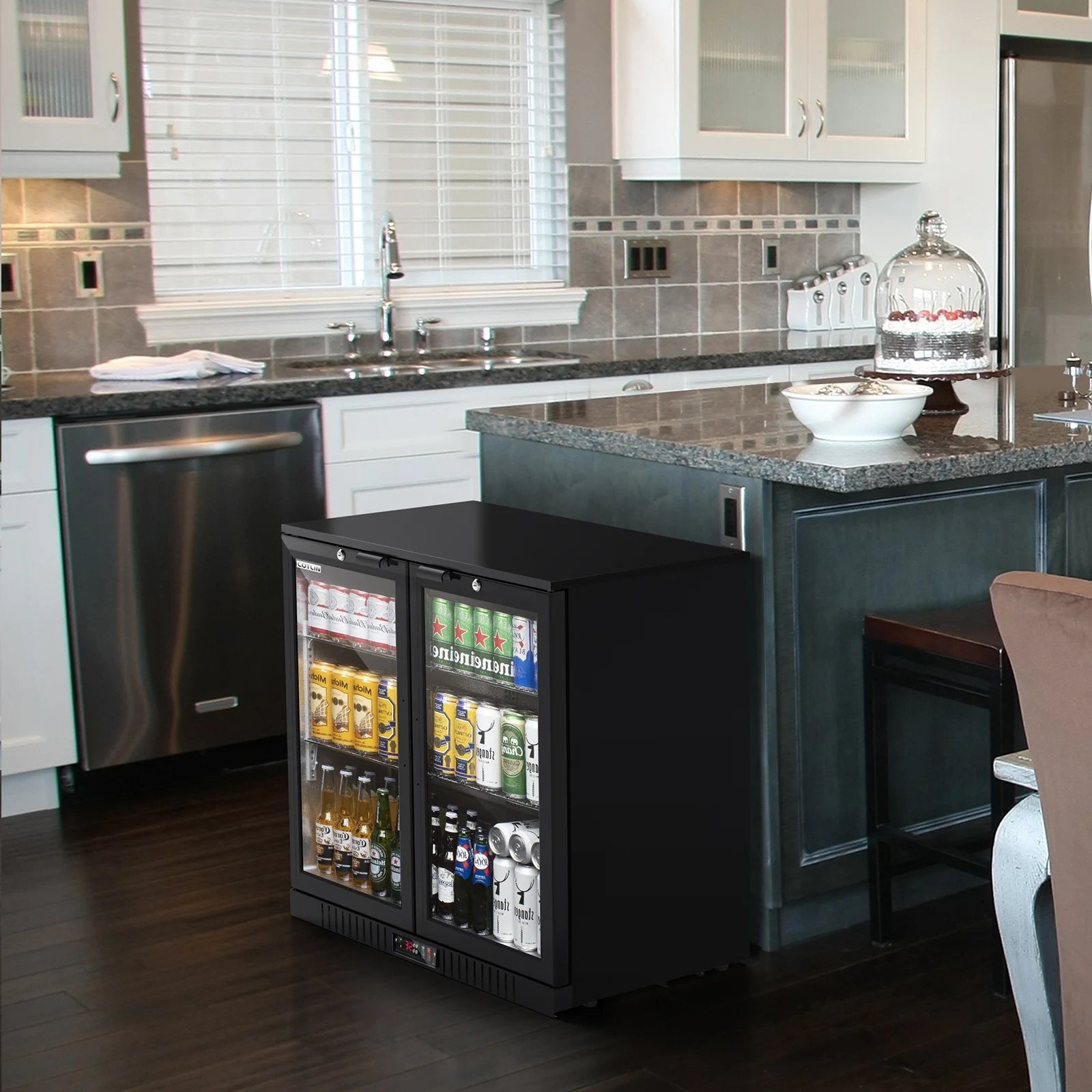 OUTBID 36" Beverage Refrigerator, 7.4 Cu.Ft Commercial Back Bar Cooler, Dual-Pane Glass, ETL & NSF Approved