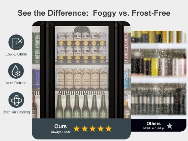 OUTBID 53" Under Counter Beverage Cooler, 12.5 Cu.Ft Three-Sided Glass Door, LED & LCD Display