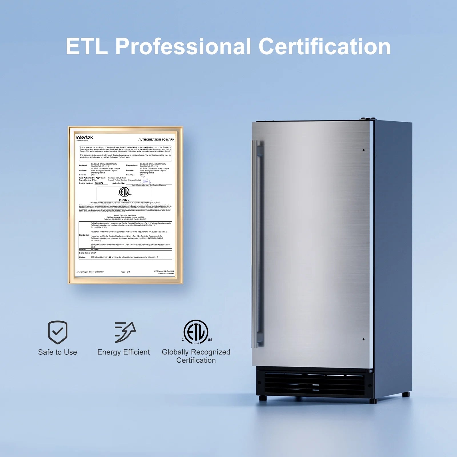 OUTBID 15" Built-in Crescent Ice Maker, No Drain Required, Under Counter Ice Machine for Kitchen, ETL Certification