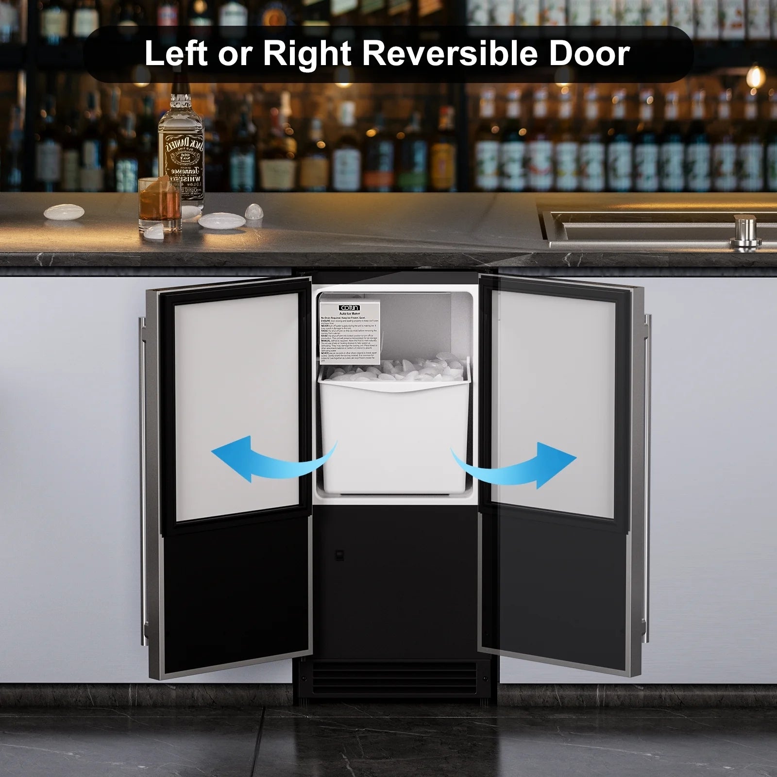 OUTBID 15" Built-in Crescent Ice Maker, No Drain Required, Under Counter Ice Machine for Kitchen, ETL Certification