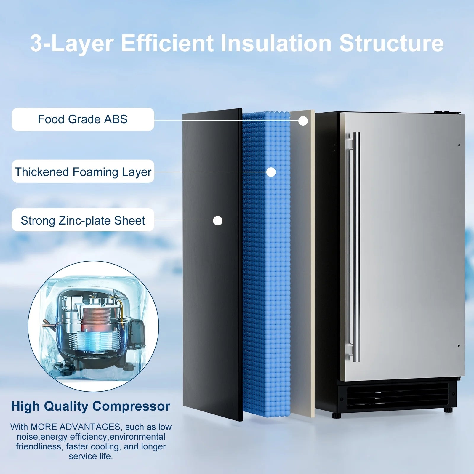 OUTBID 15" Built-in Crescent Ice Maker, No Drain Required, Under Counter Ice Machine for Kitchen, ETL Certification