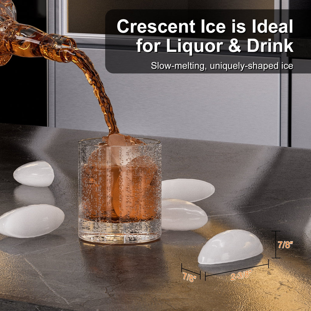 OUTBID 15" Built-in Crescent Ice Maker, No Drain Required, Under Counter Ice Machine for Kitchen, ETL Certification