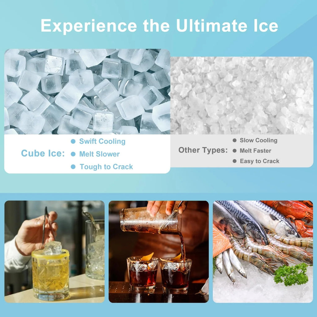 OUTBID 600LBS/24H Split Commercial Ice Maker, 350LBS Bin, Nugget & Clear Cube Pellet, 8-15min Ice-Ready