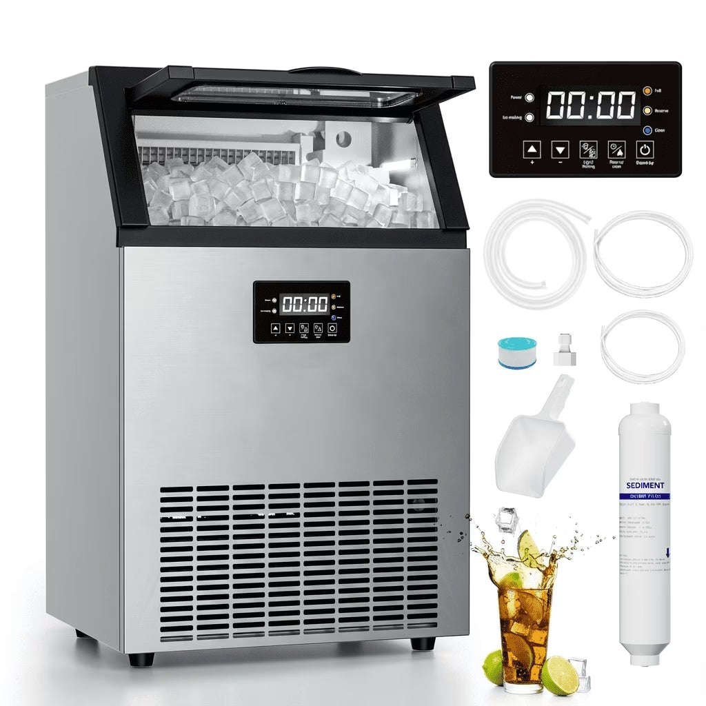 OUTBID 300LBS/24H 20" Under Counter Commercial Ice Maker, 33LBS Bin, Built-in Cleaning, ETL Approved, for Restaurants/Bars