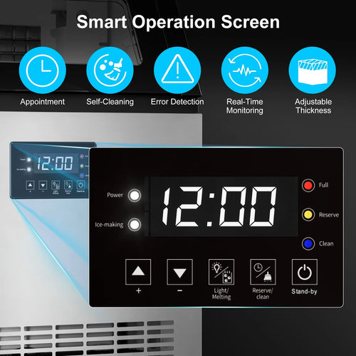 OUTBID 300LBS/24H 20" Under Counter Commercial Ice Maker, 33LBS Bin, Built-in Cleaning, ETL Approved, for Restaurants/Bars