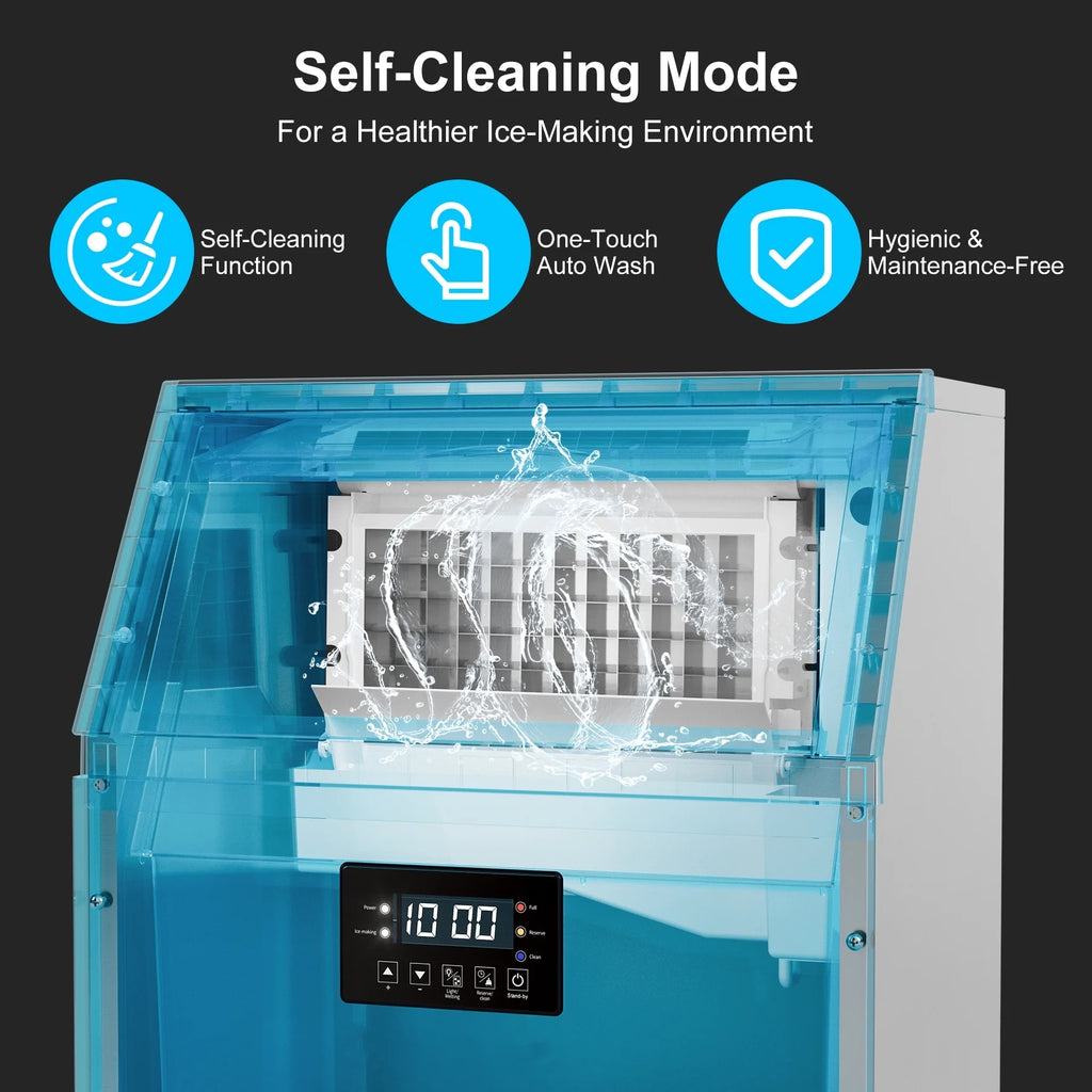 OUTBID 300LBS/24H 20" Under Counter Commercial Ice Maker, 33LBS Bin, Built-in Cleaning, ETL Approved, for Restaurants/Bars