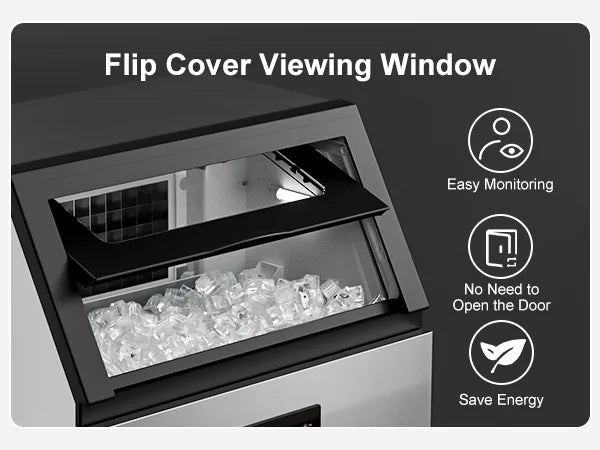 OUTBID 300LBS/24H 20" Under Counter Commercial Ice Maker, 33LBS Bin, Built-in Cleaning, ETL Approved, for Restaurants/Bars