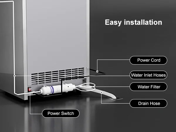 OUTBID 300LBS/24H 20" Under Counter Commercial Ice Maker, 33LBS Bin, Built-in Cleaning, ETL Approved, for Restaurants/Bars