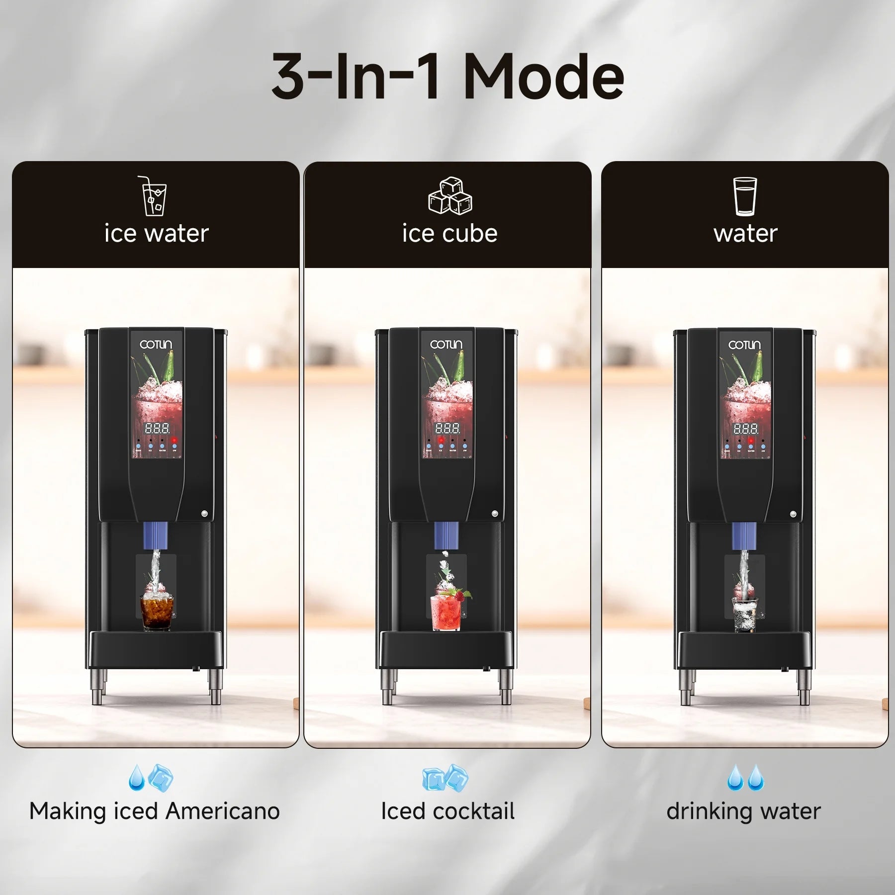 OUTBID Nugget Ice Maker, 250Lbs/Day, 4-5 Minute Ice, 3-in-1 Auto-Cleaning, Stainless Steel Commercial Countertop