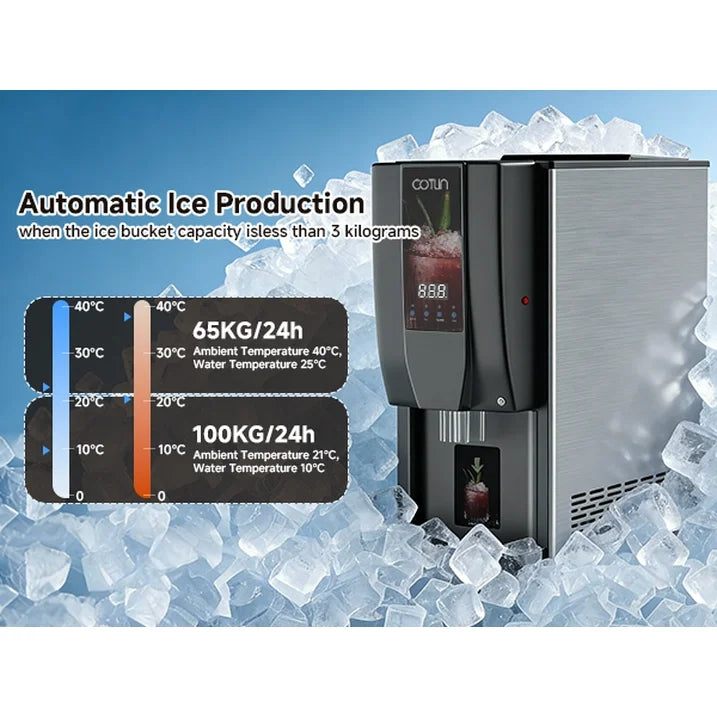 OUTBID Nugget Ice Maker, 250Lbs/Day, 4-5 Minute Ice, 3-in-1 Auto-Cleaning, Stainless Steel Commercial Countertop