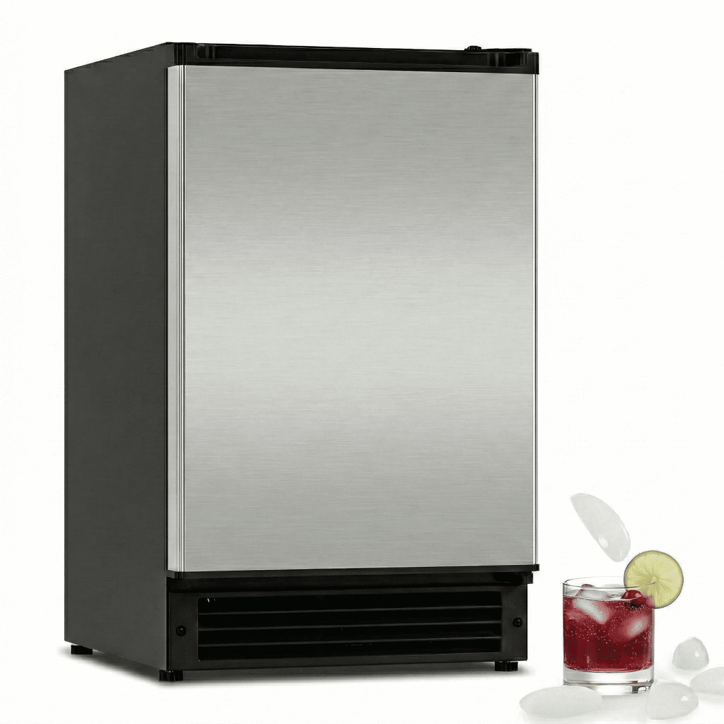 OUBID 15"W Drainless Under Counter Ice Maker, 22 lbs Storage Bin, Crescent Ice, Built-In/Freestanding Ice Maker, No Drain Required, ETL Certified, for Residential & Commercial Use