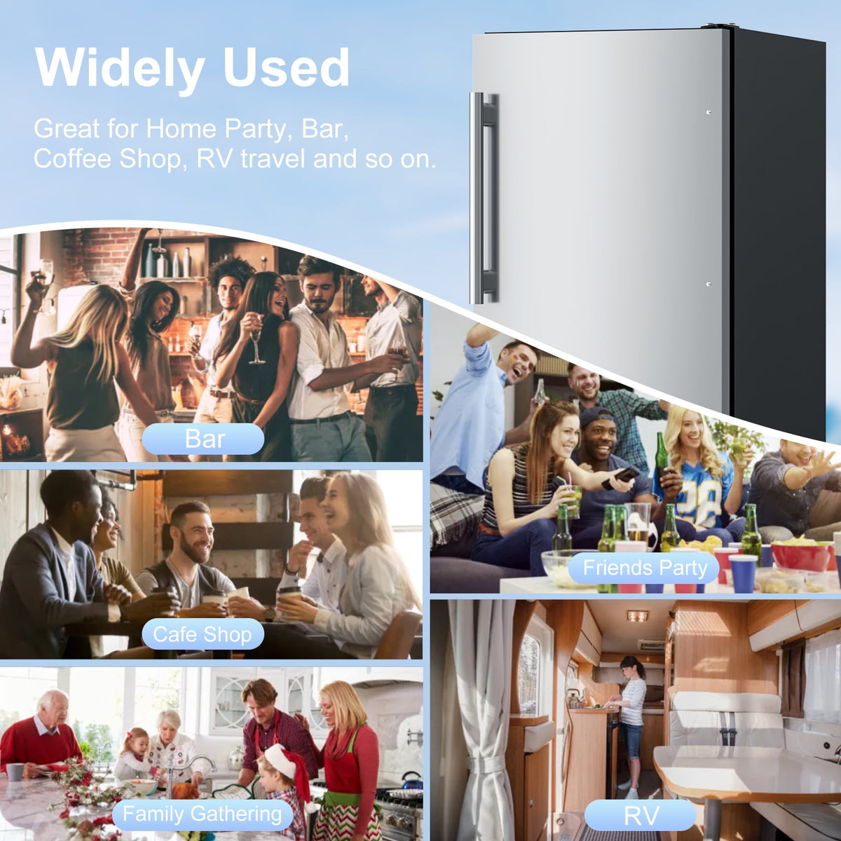 OUTBID Under Counter Ice Maker Machine, 22 LBS/24H Drainless Ice Maker Crescent for Residential or Commercial, Freestanding Cabinets Ice Makers Perfect for Home, Office & RV, ETL Approved